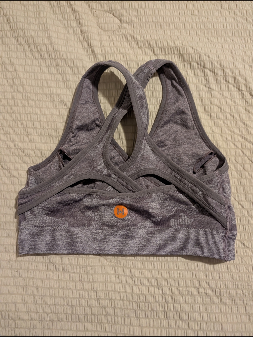 Seamless Gray Camo Racerback Sports Bra